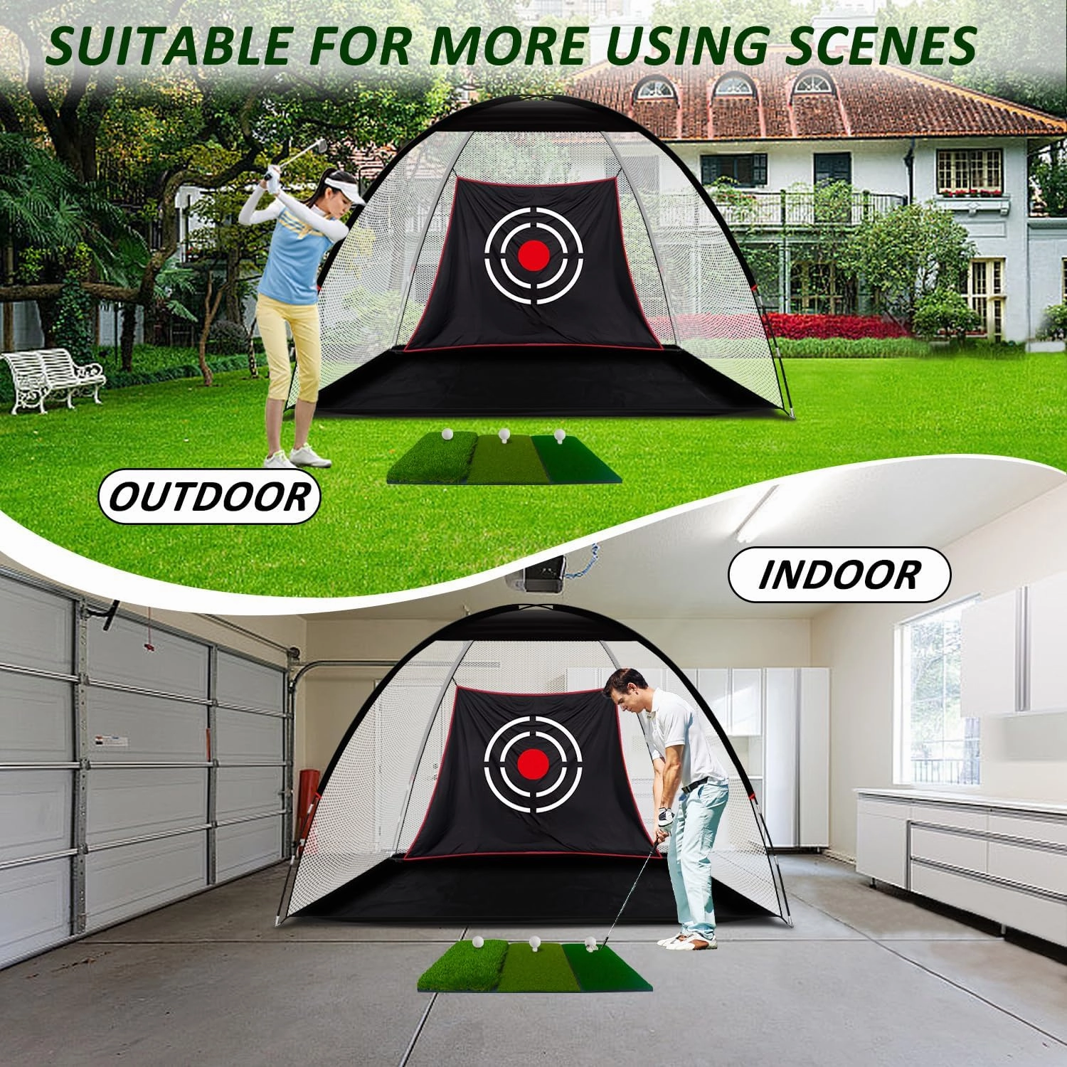 Golf Practice Nets with Real Balls/Turf Mat/Tees/Hat/Target/Bag: 10x7ft 12x7ft Gift for Mens Golf Lovers Hitting Driving Chipping Net - Indoor Outdoor Garage Using
