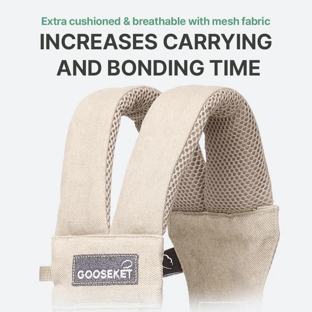 GOOSEKET 365 Toddler Carrier, 100% Cotton, Lightweight, Easy-to-USE, Portable, Suitable from 6-48 Months, Supports UP to 44LBS (Gray)