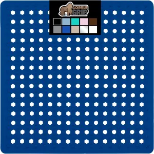 GORILLA GRIP Patented Square Shower Stall Mat, Small Bathtub Floor Mats for Stand Up Showers, Suction Cups, Drain Holes, Machine Wash, Soft on Feet, Bathroom Accessories 21x21 Inch, Royal Blue Opaque