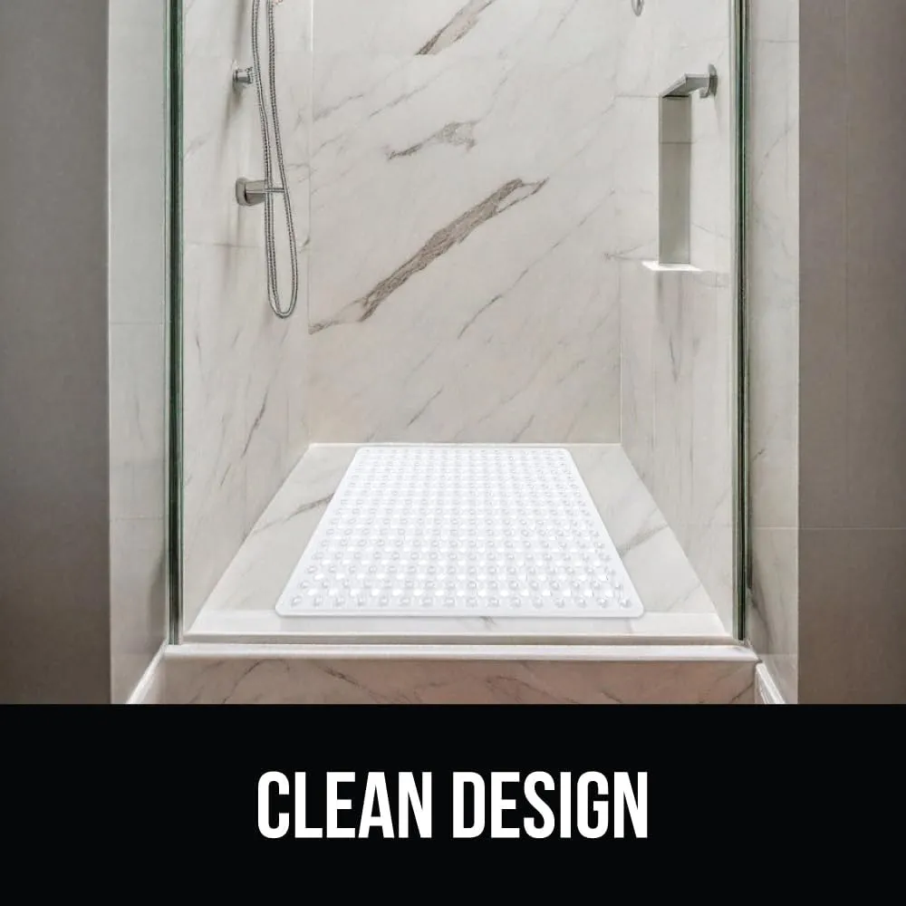 GORILLA GRIP Patented Square Shower Stall Mat, Small Bathtub Floor Mats for Stand Up Showers with Suction Cups and Drainage Holes, Machine Wash, Soft on Feet, Bathroom Accessories 21x21 Inch, White