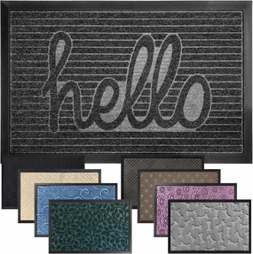 GORILLA GRIP 100% Waterproof All-Season WeatherMax Doormat, 47x35, Durable Natural Rubber, Stain and Fade Resistant, Low Profile, Indoor Outdoor Door Mats, Easy Clean Patio Entry Mat, Charcoal Hello