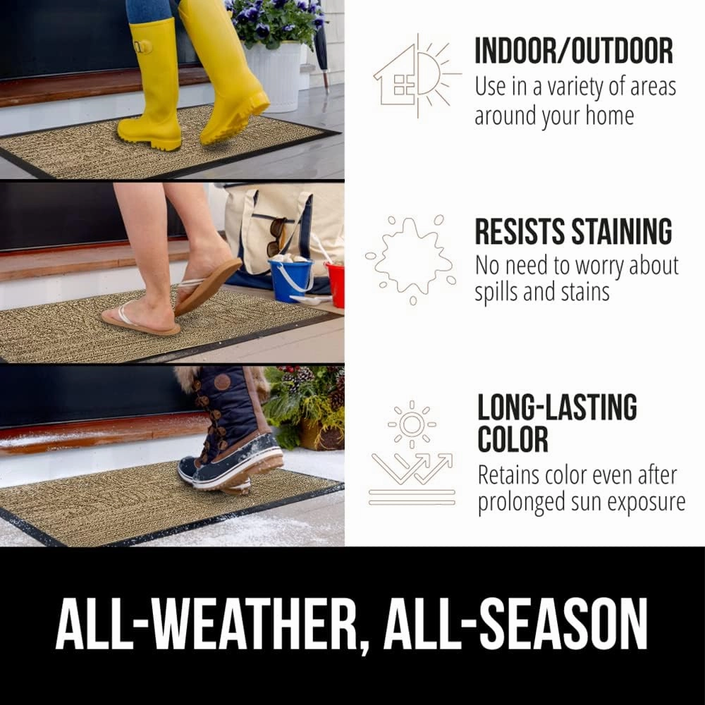 GORILLA GRIP 100% Waterproof All-Season WeatherMax Doormat, 47x35, Durable Natural Rubber, Stain and Fade Resistant, Low Profile, Indoor Outdoor Door Mats, Easy Clean Patio Entry Mat, Home Sweet Home