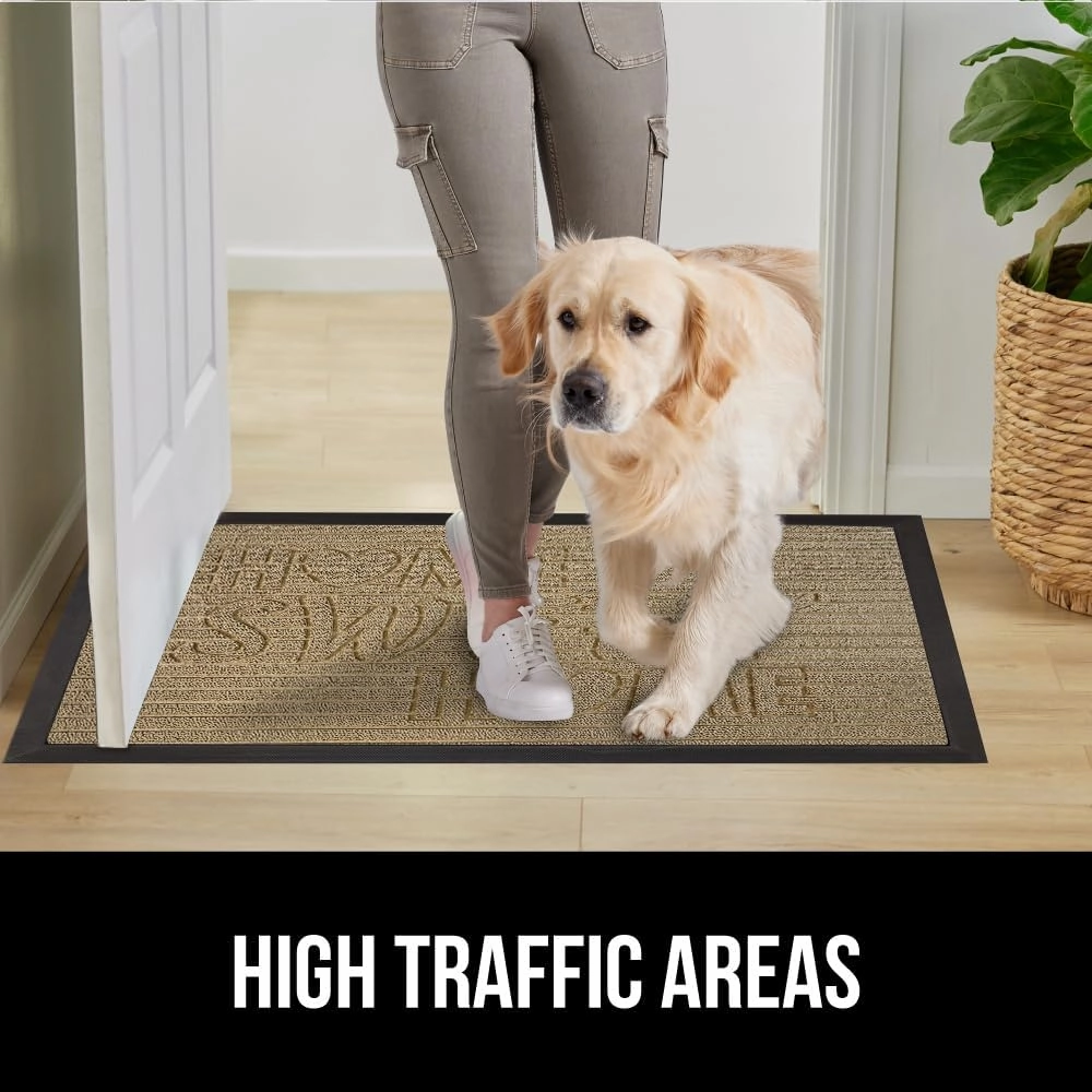 GORILLA GRIP 100% Waterproof All-Season WeatherMax Doormat, 47x35, Durable Natural Rubber, Stain and Fade Resistant, Low Profile, Indoor Outdoor Door Mats, Easy Clean Patio Entry Mat, Home Sweet Home