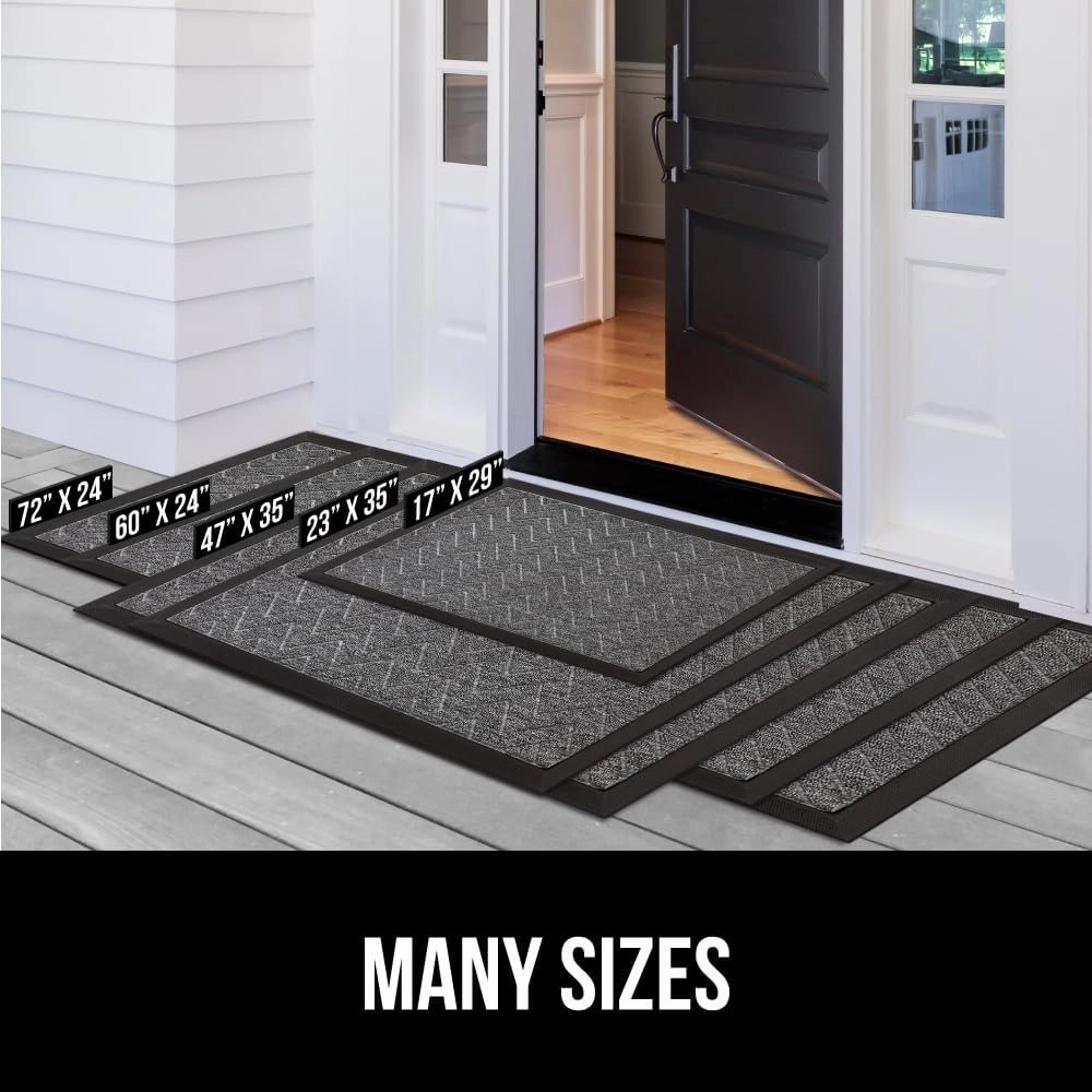 GORILLA GRIP All-Season WeatherMax Doormat, 47x35, Durable Natural Rubber, Stain and Fade Resistant, Low Profile, Indoor Outdoor Door Mats, Easy Clean Patio Entrance Mat, Steel Chevron