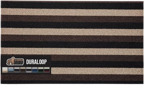 GORILLA GRIP Heavy Duty Striped Doormat, Thick Bristles, Crush Proof Texture, Catches Dirt from Shoes, Strong Backing, Easy to Clean, Indoor and Outdoor Entrance Mats, 24x16, Black Brown Beige