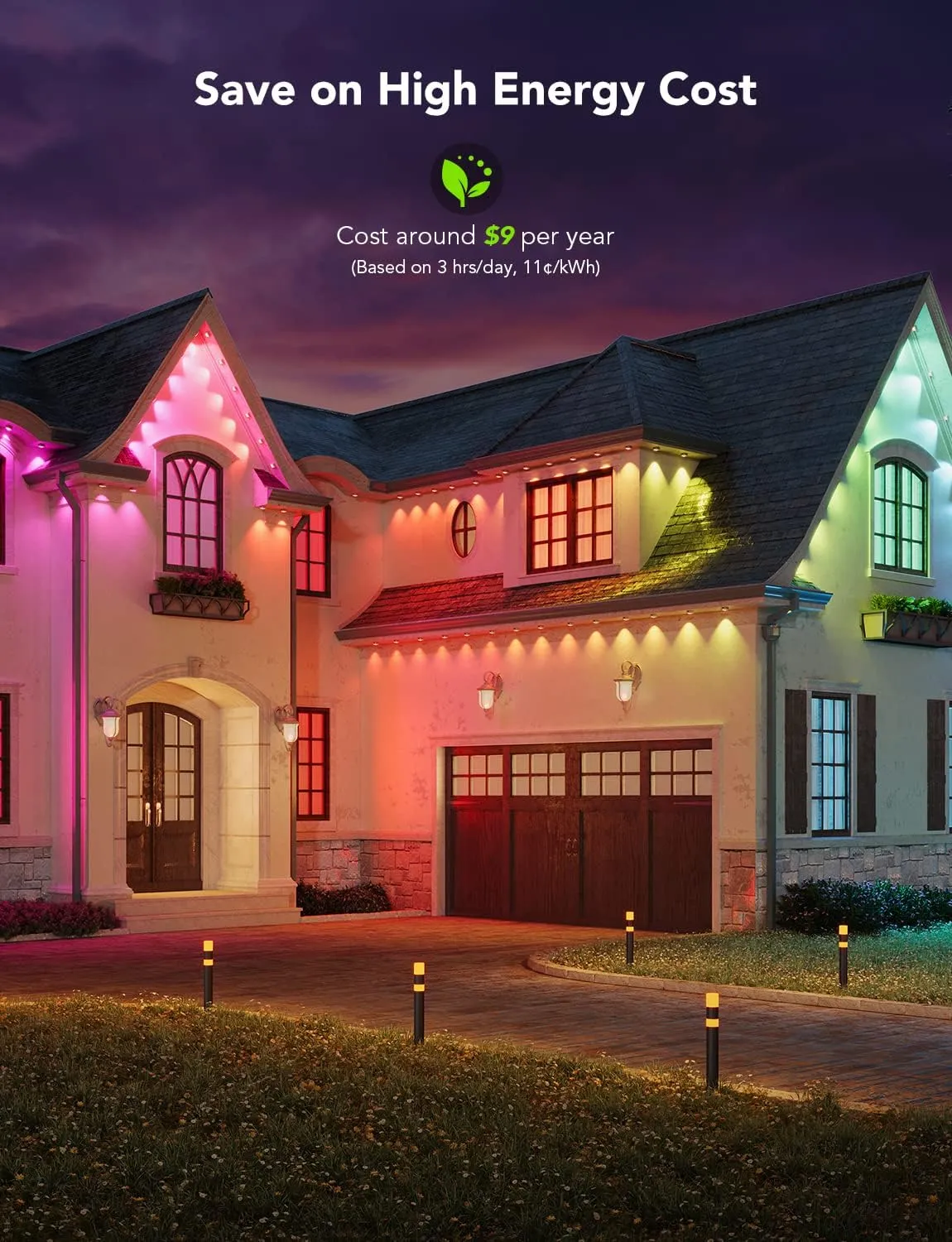 Govee Permanent Outdoor Lights, Smart RGBIC Outdoor Lights with 75 Scene Modes, 150ft with 108 LED Lights, IP67 Waterproof for Patio Decorations, Work with Alexa, Google Assistant, White