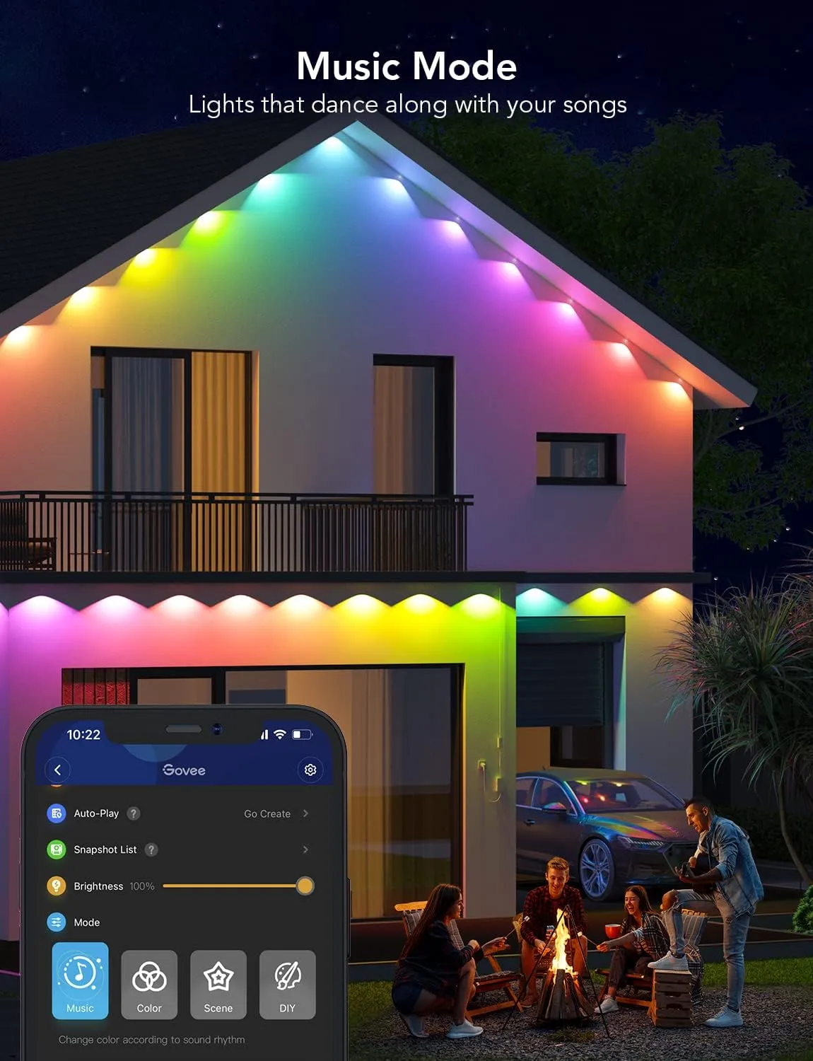 Govee Permanent Outdoor Lights, Smart RGBIC Outdoor Lights with 75 Scene Modes, 150ft with 108 LED Lights, IP67 Waterproof for Patio Decorations, Work with Alexa, Google Assistant, White
