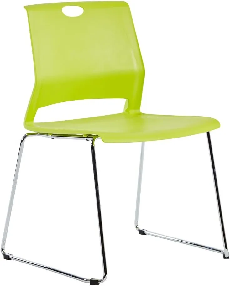 Green Stackable Chairs Set of 4, Stacking Waiting Room Chair with Sled Base, Office Guest Chairs for Conference, Waiting Areas, Library, Training Room, Classroom.