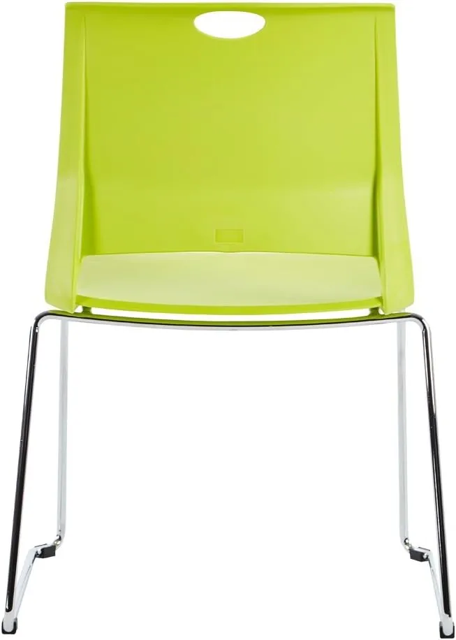Green Stackable Chairs Set of 4, Stacking Waiting Room Chair with Sled Base, Office Guest Chairs for Conference, Waiting Areas, Library, Training Room, Classroom.