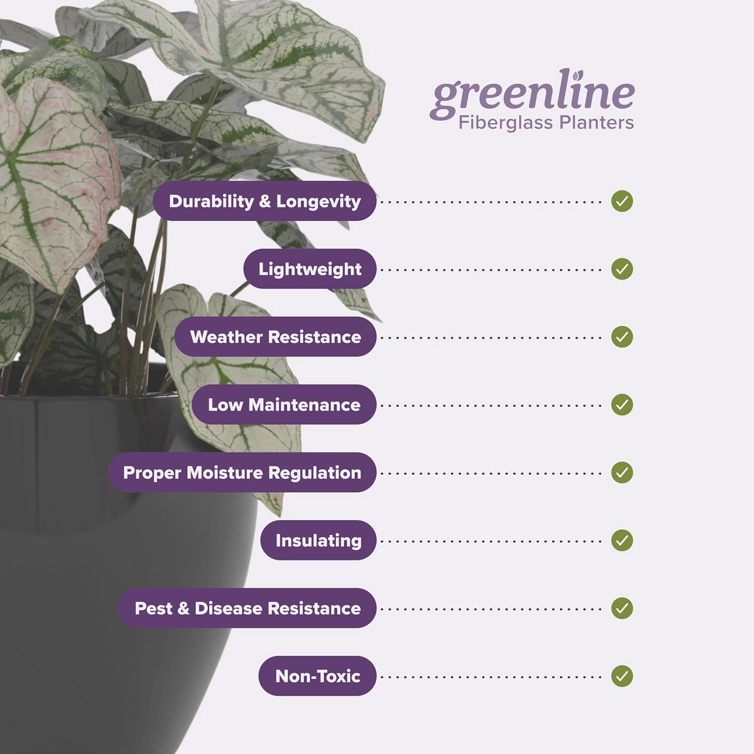 Greenline Nala Globe Planter - Indoor/Outdoor Large Fiberglass Lightweight Planter - 24" x 24" x 19" (Gloss White)