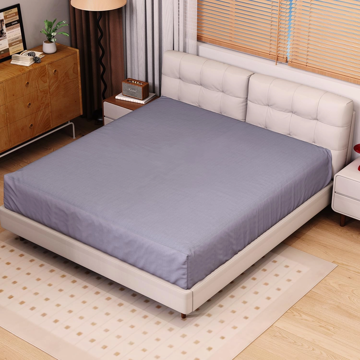 Grounding Sheets Queen Size, Organic Cotton 95% Pure Silver 5%, Earthing Bed Sheets,Fitted Bed Sheet with Grounding Cord for Better Sleep (Queen, Deep Gray - 60"x 80"x 15" Deep Pocket)