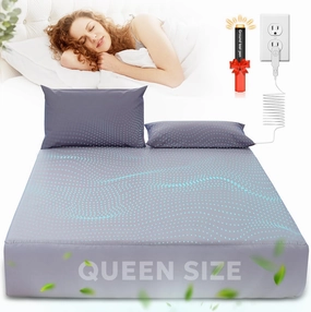 Grounding Sheets Queen Size, Organic Cotton 95% Pure Silver 5%, Earthing Bed Sheets,Fitted Bed Sheet with Grounding Cord for Better Sleep (Queen, Deep Gray - 60"x 80"x 15" Deep Pocket)