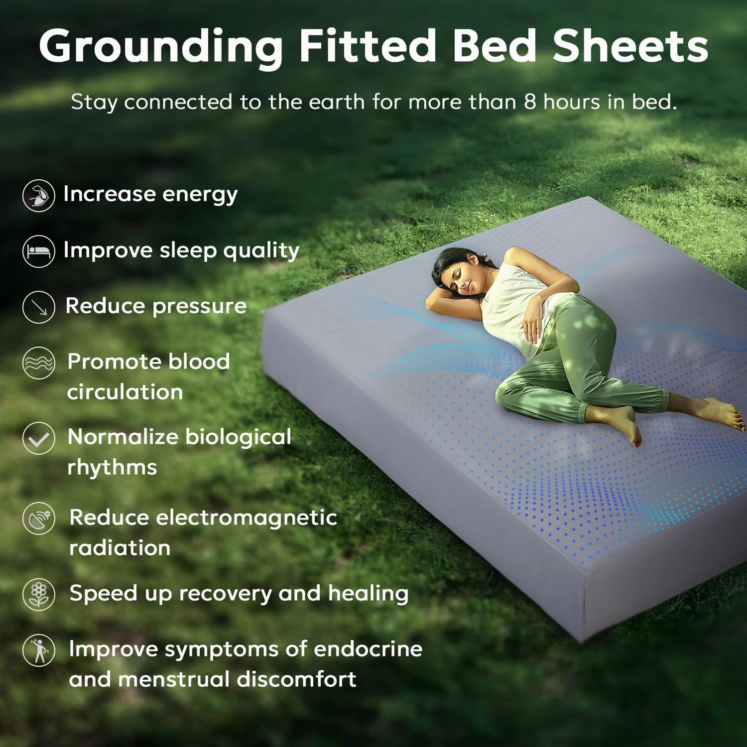 Grounding Sheets Queen Size, Organic Cotton 95% Pure Silver 5%, Earthing Bed Sheets,Fitted Bed Sheet with Grounding Cord for Better Sleep (Queen, Deep Gray - 60"x 80"x 15" Deep Pocket)
