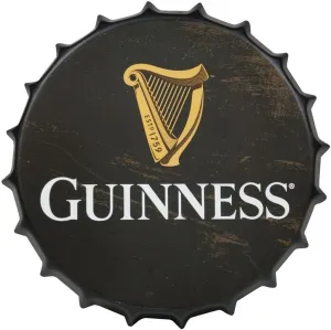 Guinness Aluminum Bottle Cap Sign Vintage Merchandise | Guinness Official Metal Wall Decor | Durable Man Cave Wall Sign