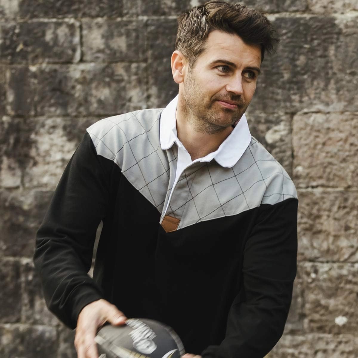 Guinness Heritage Charcoal and Black Rugby Jersey Long Sleeve Rugby Shirts for Men | Mens Ireland Polo Jerseys