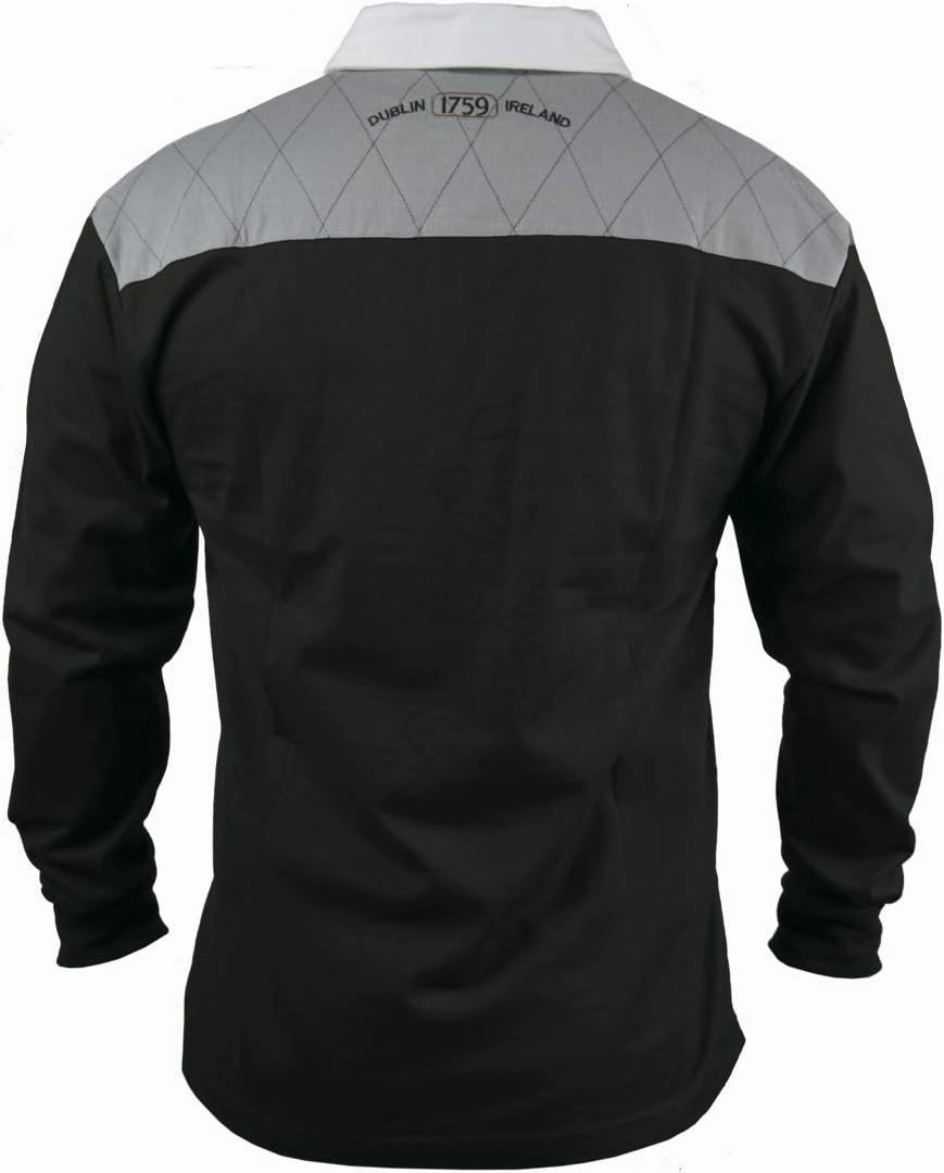 Guinness Heritage Charcoal and Black Rugby Jersey Long Sleeve Rugby Shirts for Men | Mens Ireland Polo Jerseys