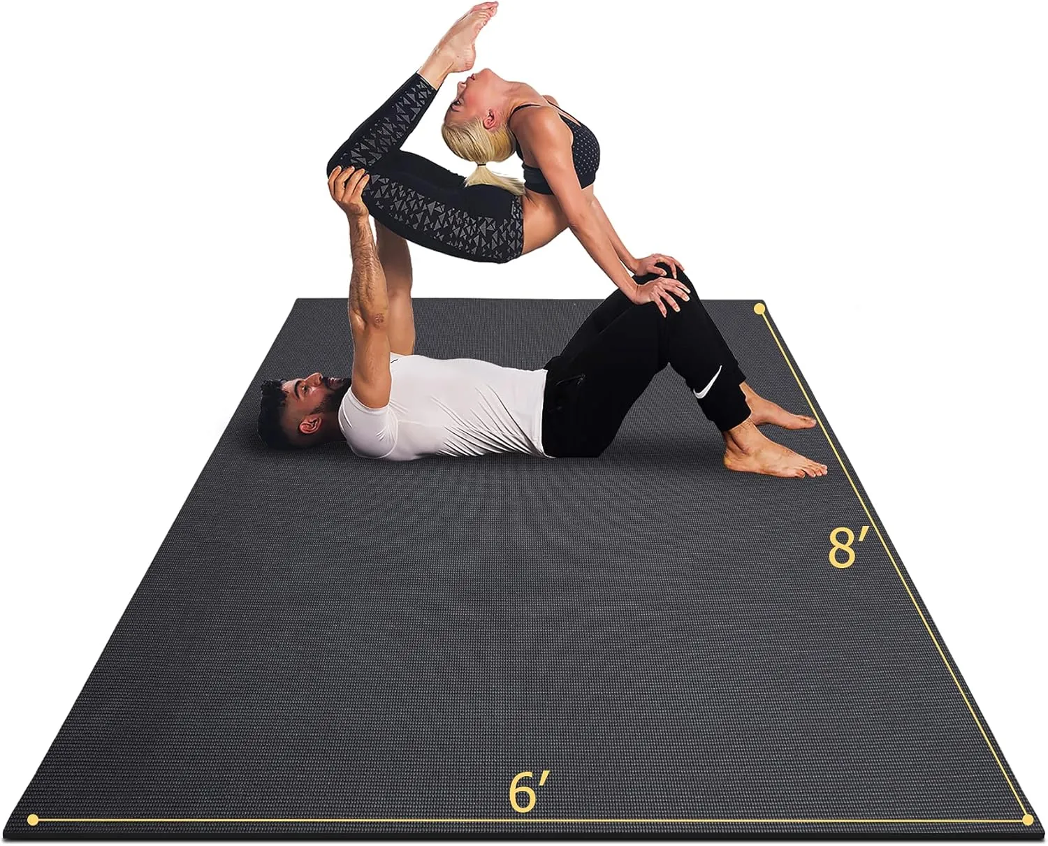 GXMMAT Large Yoga Mat 12'x6'/10'x6'/6'x8'(7mm), Extra Thick Workout Mats for Home Gym Flooring, Ultra Comfortable Non-Slip Quick Resilient Barefoot Wide Exercise Mat for Pilates, Stretching,Meditation