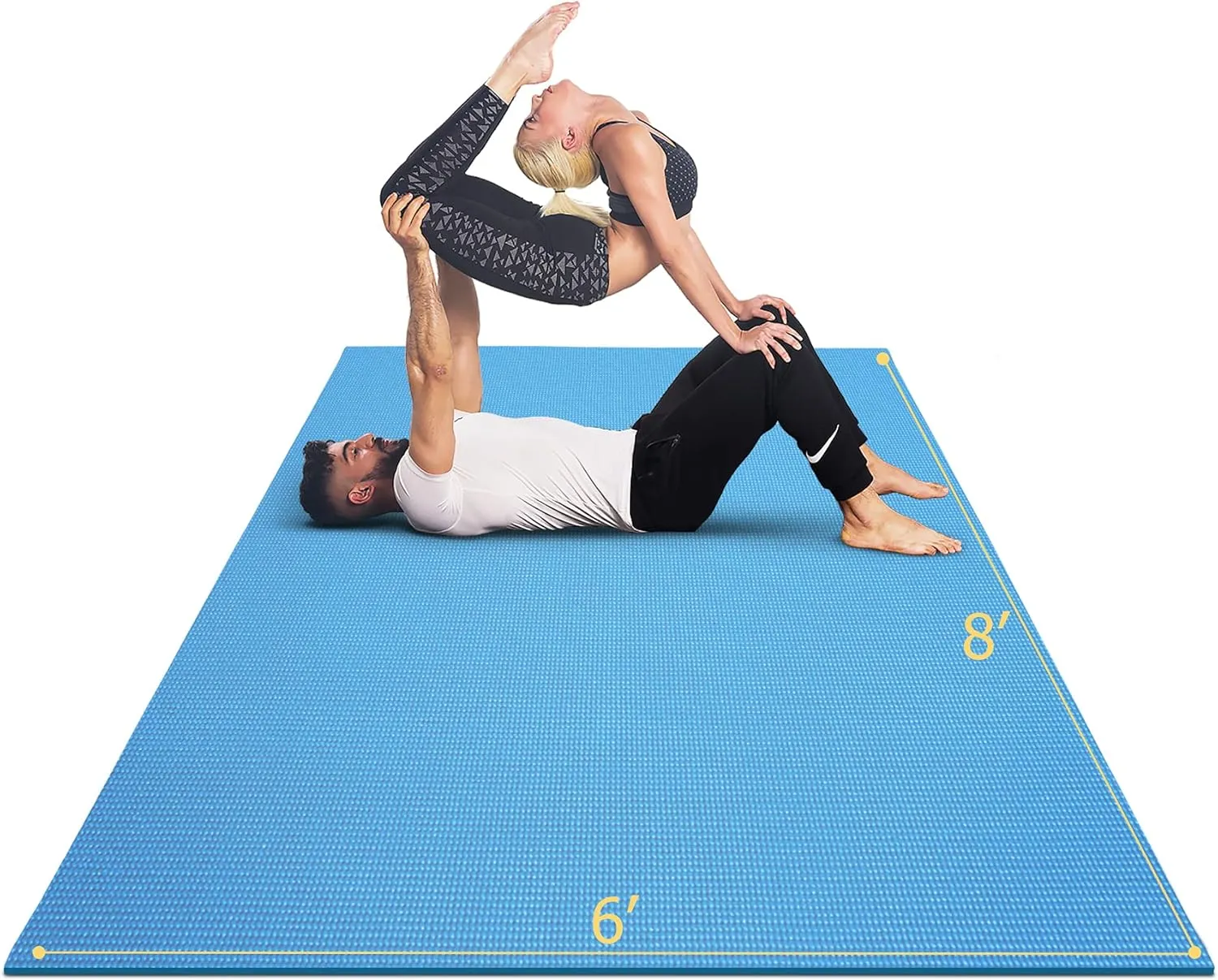 GXMMAT Large Yoga Mat 12'x6'/10'x6'/6'x8'(7mm), Extra Thick Workout Mats for Home Gym Flooring, Ultra Comfortable Non-Slip Quick Resilient Barefoot Wide Exercise Mat for Pilates, Stretching,Meditation