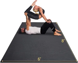 GXMMAT Large Yoga Mat 12'x6'/10'x6'/6'x8'(7mm), Extra Thick Workout Mats for Home Gym Flooring, Ultra Comfortable Non-Slip Quick Resilient Barefoot Wide Exercise Mat for Pilates, Stretching,Meditation