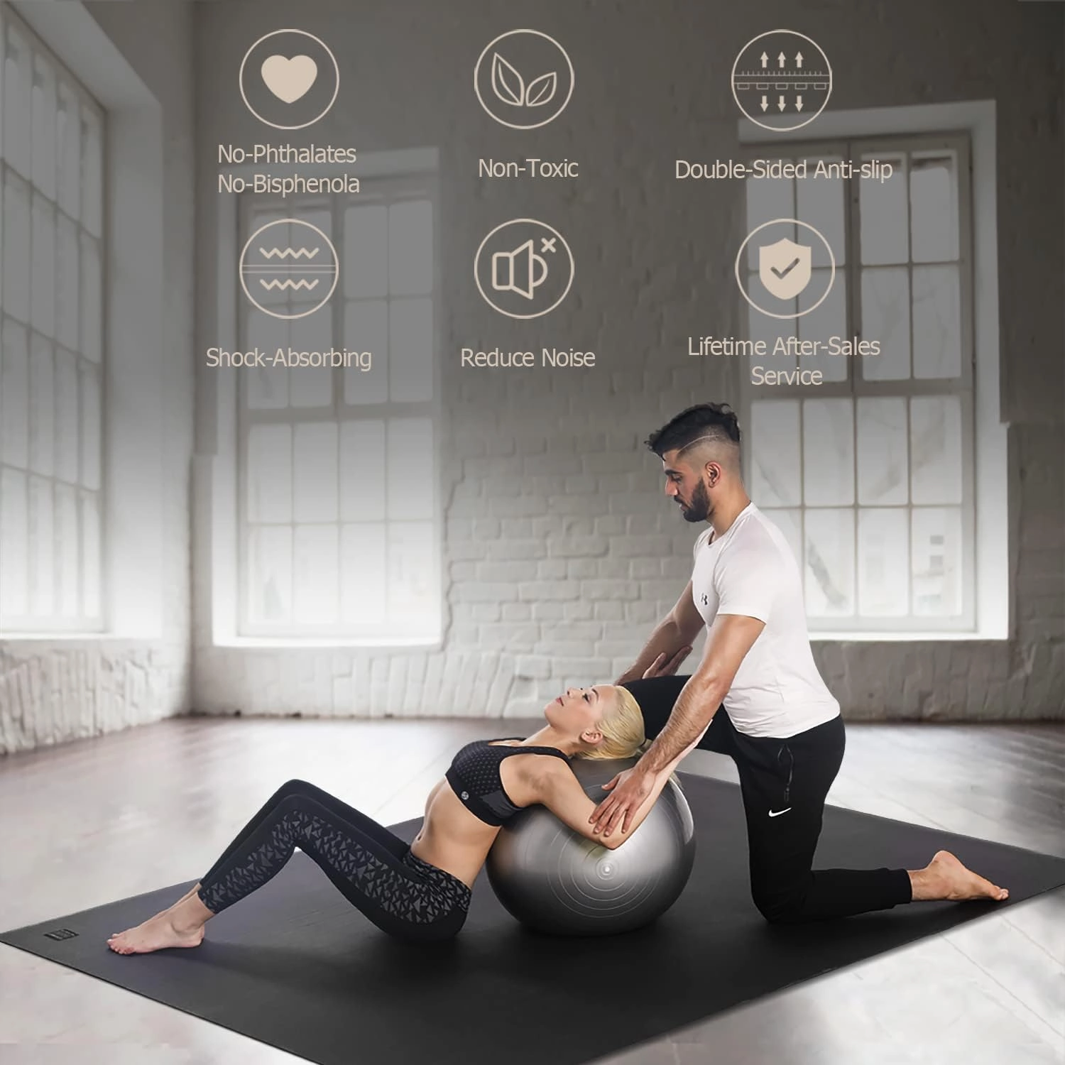 GXMMAT Large Yoga Mat 12'x6'/10'x6'/6'x8'(7mm), Extra Thick Workout Mats for Home Gym Flooring, Ultra Comfortable Non-Slip Quick Resilient Barefoot Wide Exercise Mat for Pilates, Stretching,Meditation