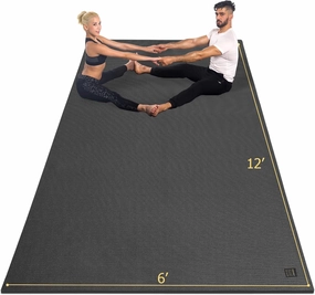 GXMMAT Large Yoga Mat 12'x6'/10'x6'/6'x8'(7mm), Extra Thick Workout Mats for Home Gym Flooring, Ultra Comfortable Non-Slip Quick Resilient Barefoot Wide Exercise Mat for Pilates, Stretching,Meditation