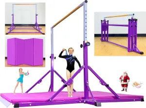 Gymnastic Bar for Kid and Teenage Ages 3-25, 5 FT / 6 FT Base Length, 5 FT / 6 FT Height, Gymnastic Kip Bar Horizontal Bar for Gymnast, Gymnastic Training Equipment for Home and Club Use