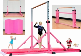 Gymnastic Bar for Kid and Teenage Ages 3-25, 5 FT / 6 FT Base Length, 5 FT / 6 FT Height, Gymnastic Kip Bar Horizontal Bar for Gymnast, Gymnastic Training Equipment for Home and Club Use
