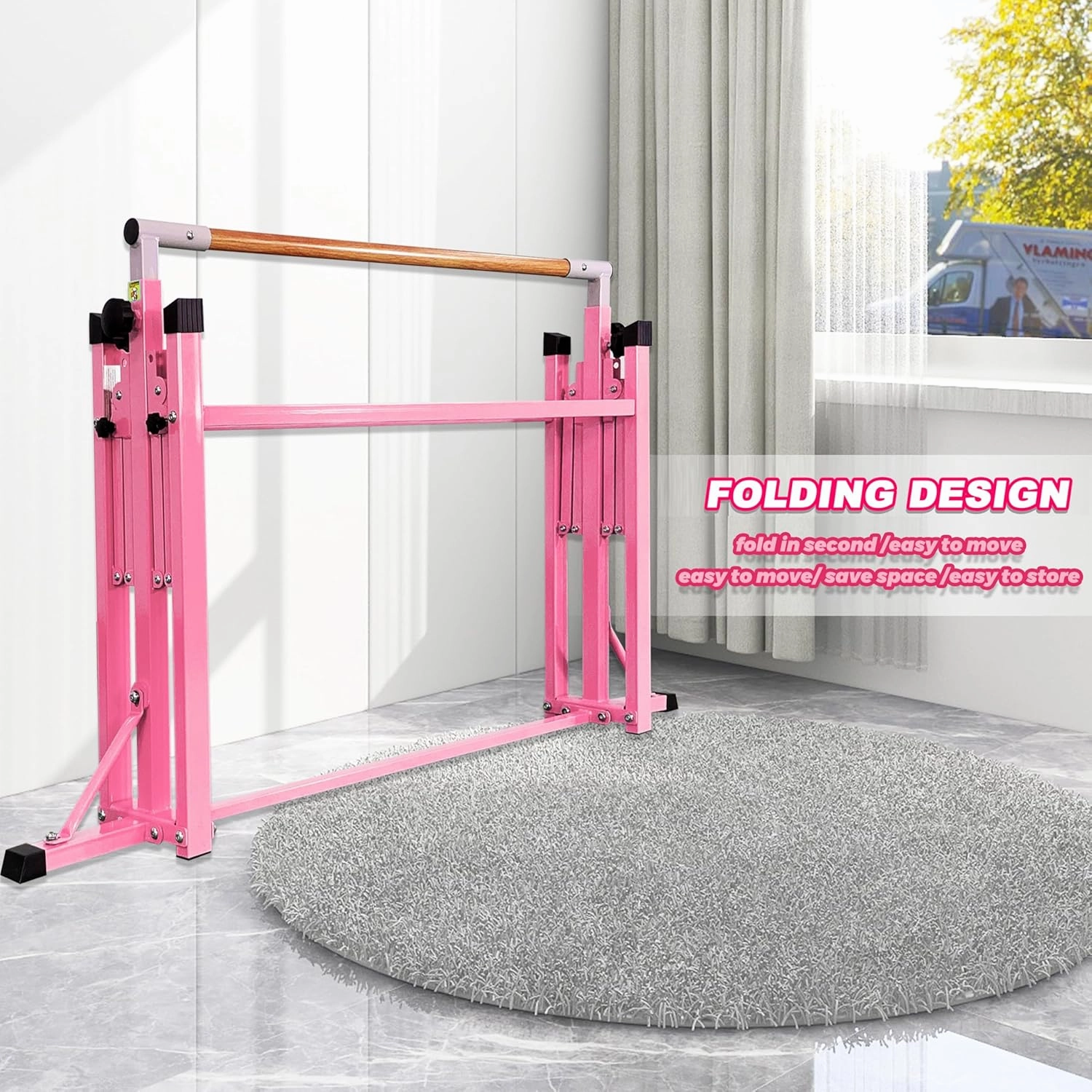 Gymnastic Bar for Kid and Teenage Ages 3-25, 5 FT / 6 FT Base Length, 5 FT / 6 FT Height, Gymnastic Kip Bar Horizontal Bar for Gymnast, Gymnastic Training Equipment for Home and Club Use