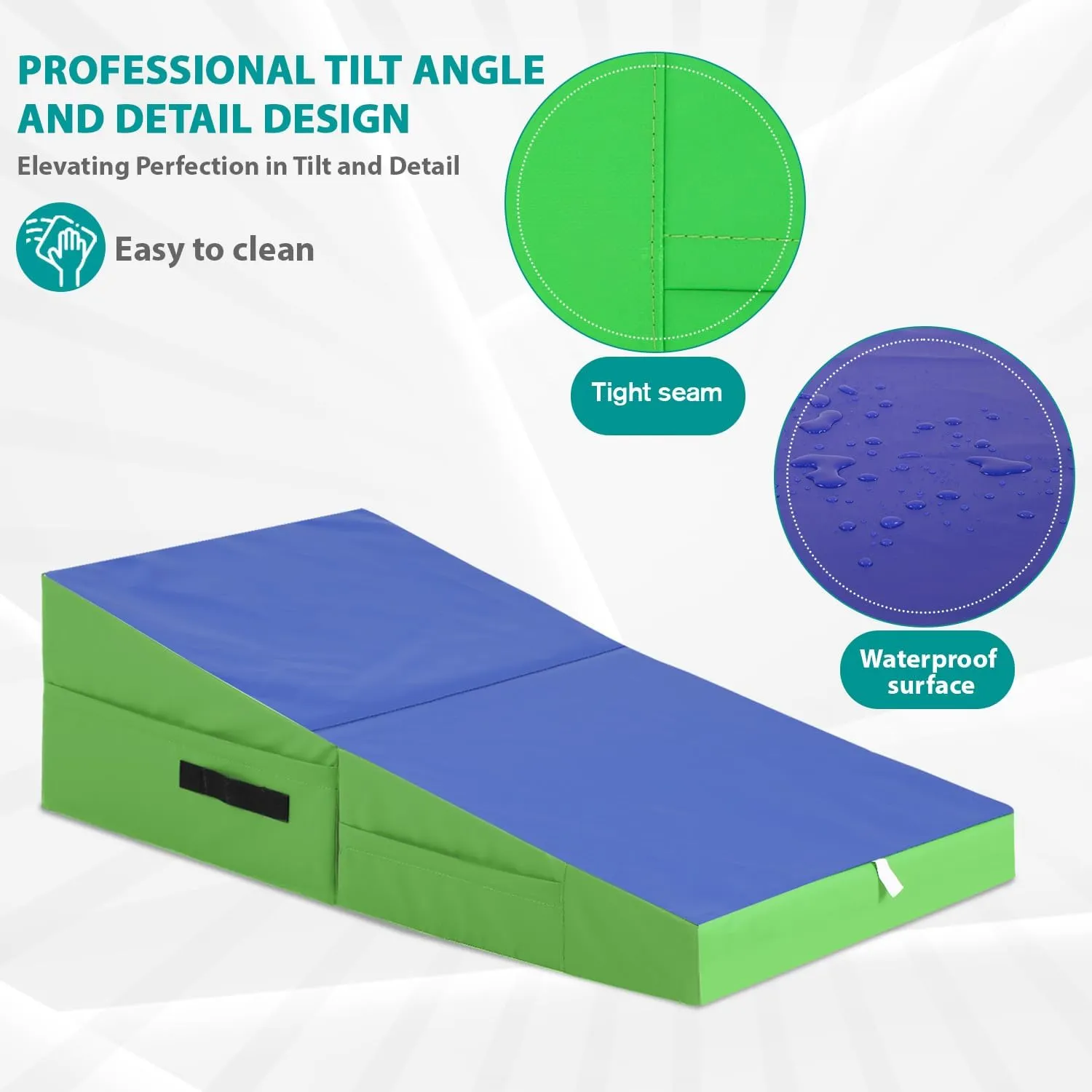 Gymnastics Tumbling Mat with Handle Non-Slip Cheese Wedge Mat Ideal for Yoga, Pilates,Martial Arts Suitable for Gym,Fitness Studio,Home Use