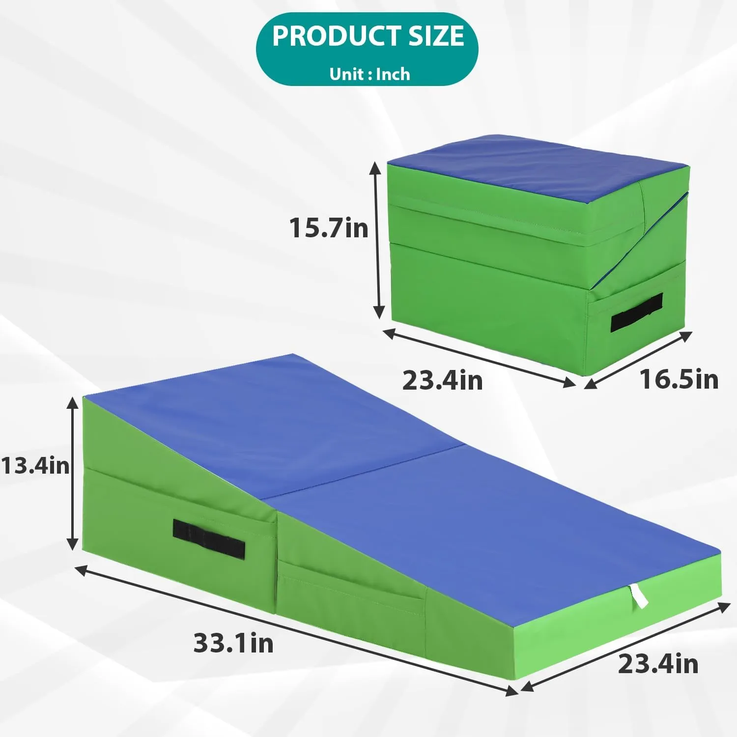 Gymnastics Tumbling Mat with Handle Non-Slip Cheese Wedge Mat Ideal for Yoga, Pilates,Martial Arts Suitable for Gym,Fitness Studio,Home Use