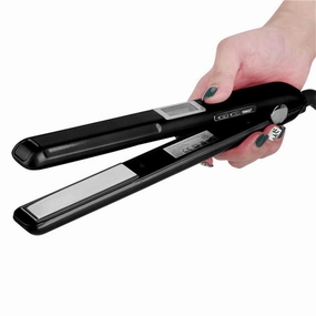 Hair Care Ultrasonic Infrared Hair Straightener with LCD Display, Cold Flat Iron Hair Treament Styler, Recovers Damaged Hair, Infrared Hair Straightener Ceramic Flat Iron, Dual Volatge (Black)