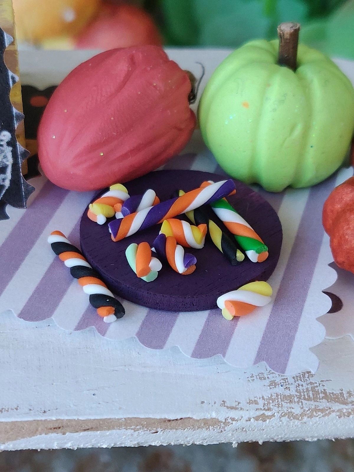 Halloween Stripe Candies, Dollhouse, Miniature, Fairy Garden