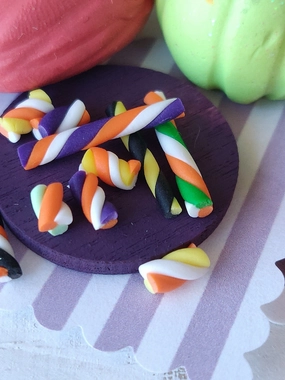 Halloween Stripe Candies, Dollhouse, Miniature, Fairy Garden