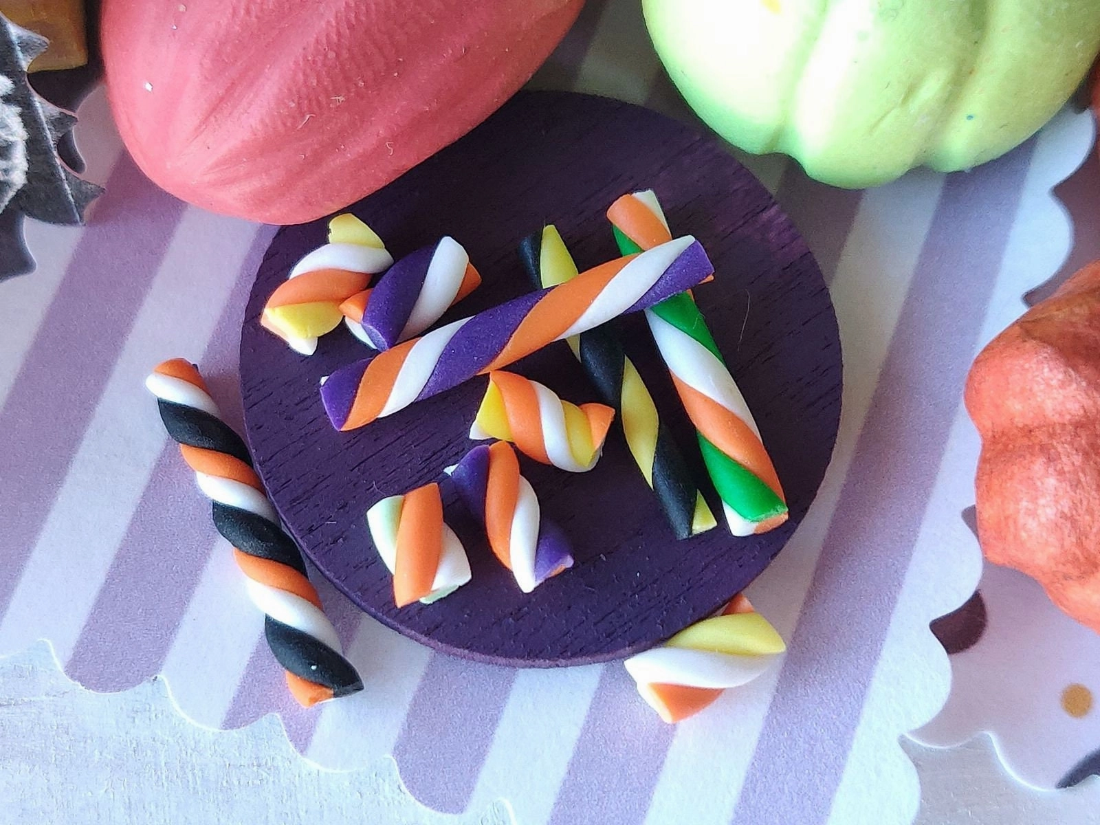 Halloween Stripe Candies, Dollhouse, Miniature, Fairy Garden