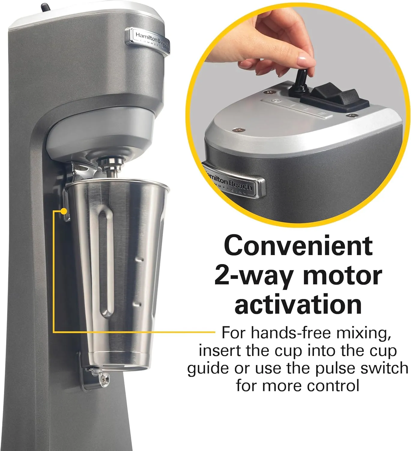 Hamilton Beach Commercial HMD200R Single-Spindle Drink Mixer, 3 Speed Universal Motor, Hands-Free Operation, NSF Certified