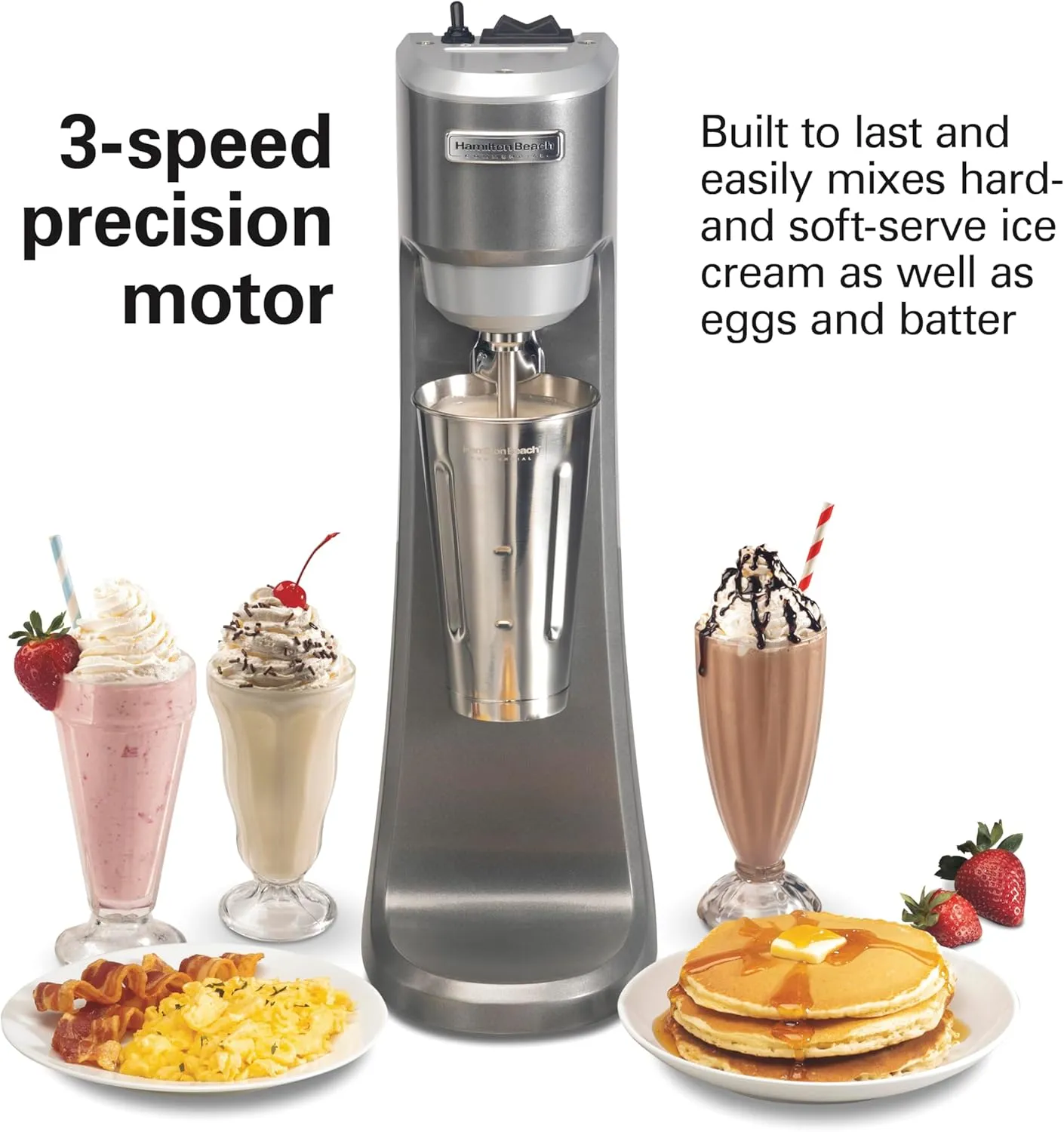 Hamilton Beach Commercial HMD200R Single-Spindle Drink Mixer, 3 Speed Universal Motor, Hands-Free Operation, NSF Certified