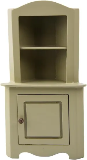 Handcrafted Wooden Triangular Cabinet for Dollhouse – Brown, Yellow, and Green Colorful Three-Tier Storage with Door – Perfect for Miniature Bedrooms and Living Rooms (Green)