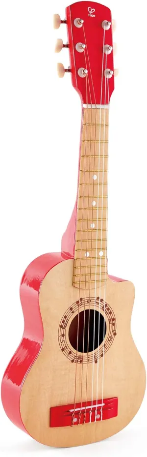 Hape Kid's Flame First Musical Guitar| 26 Inch Musical Instrument with Vibrant Sound and Tunable Nylon Strings, Red