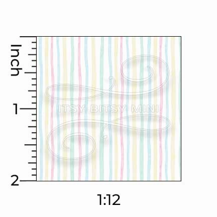 Happy Pastel Rainbow Stripe - Muted - Dollhouse Wallpaper