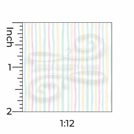 Happy Pastel Rainbow Stripe - Muted - Dollhouse Wallpaper