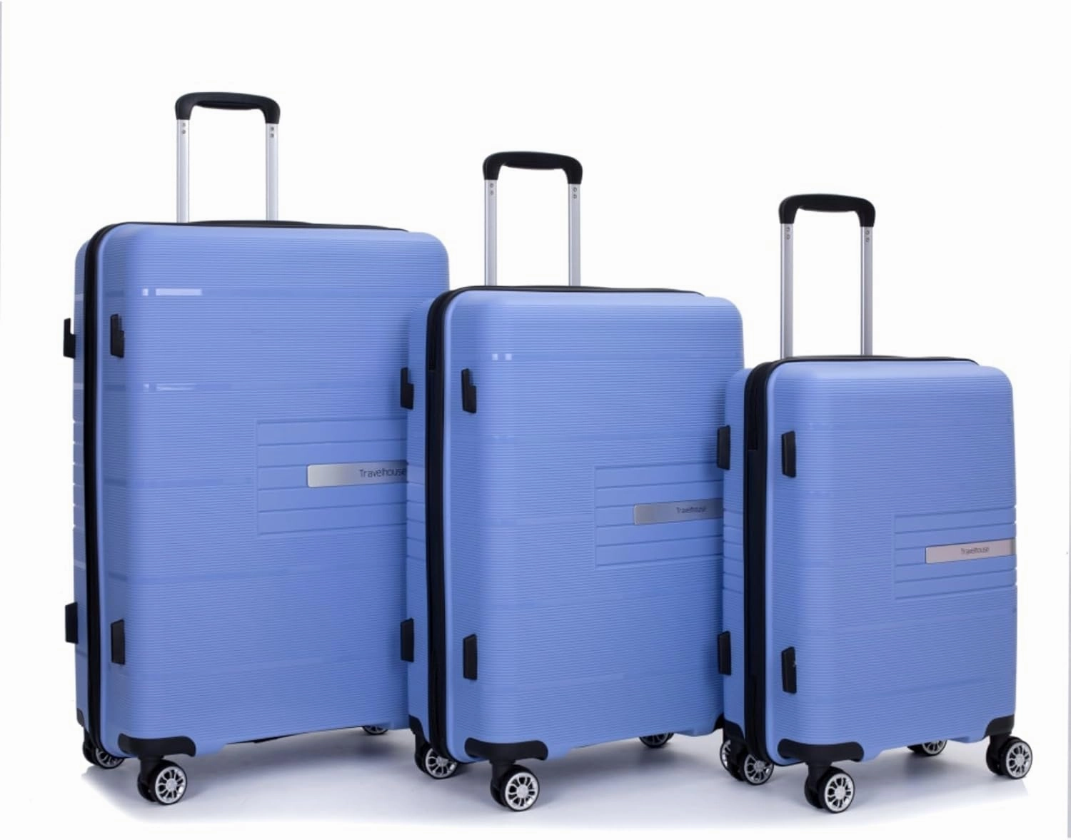 Hardshell Suitcase Double Spinner Wheels PP Luggage Sets Lightweight Durable Suitcase with Lock,3-Piece Set (20/24/28) (Purplish Blue   Polypropylene)