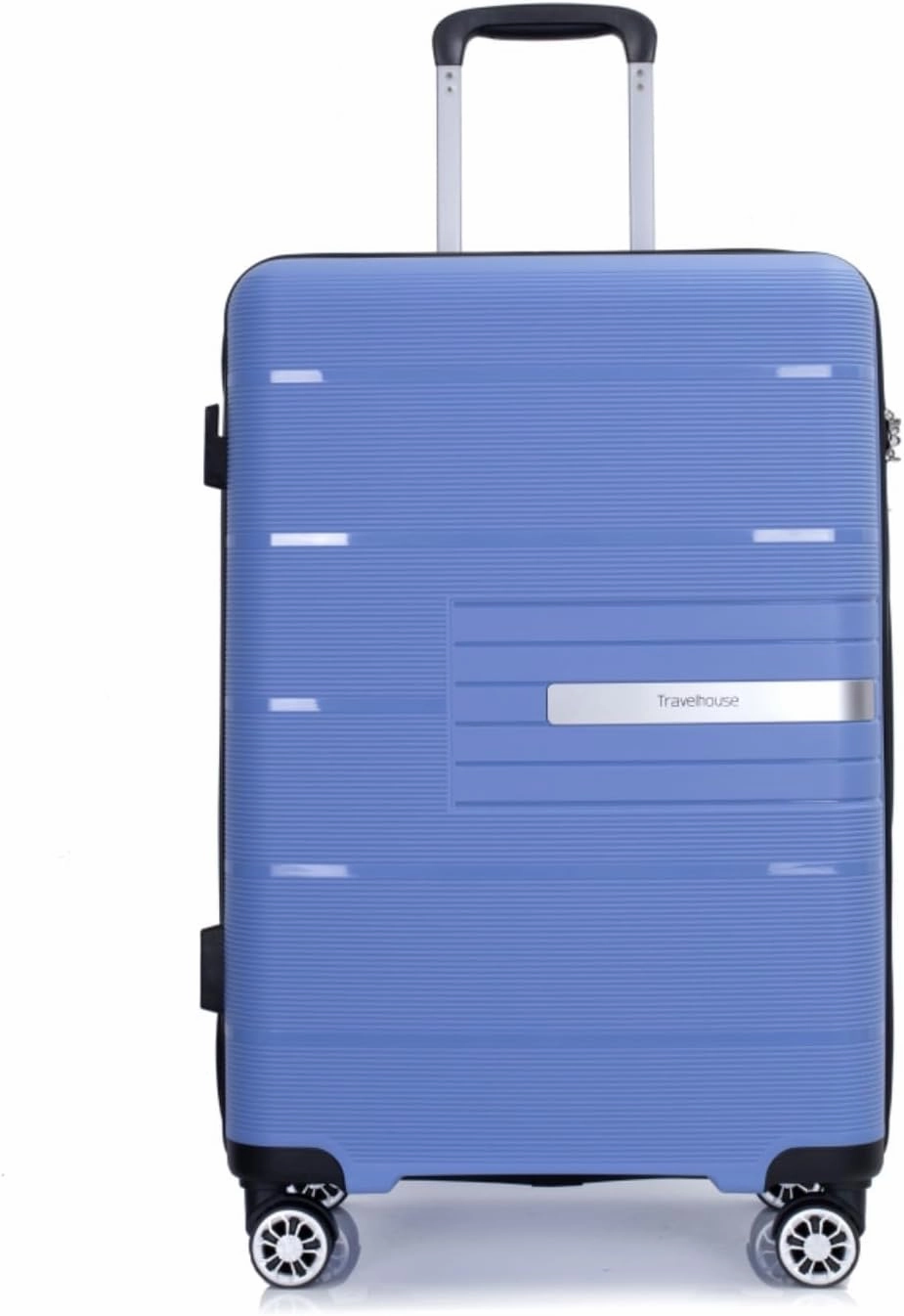 Hardshell Suitcase Double Spinner Wheels PP Luggage Sets Lightweight Durable Suitcase with Lock,3-Piece Set (20/24/28) (Purplish Blue   Polypropylene)