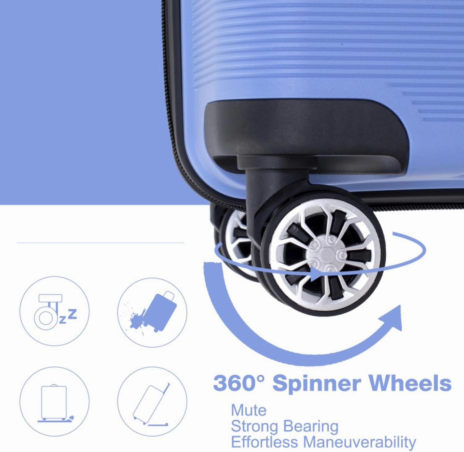 Hardshell Suitcase Double Spinner Wheels PP Luggage Sets Lightweight Durable Suitcase with Lock,3-Piece Set (20/24/28) (Purplish Blue   Polypropylene)