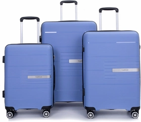 Hardshell Suitcase Double Spinner Wheels PP Luggage Sets Lightweight Durable Suitcase with Lock,3-Piece Set (20/24/28) (Purplish Blue   Polypropylene)