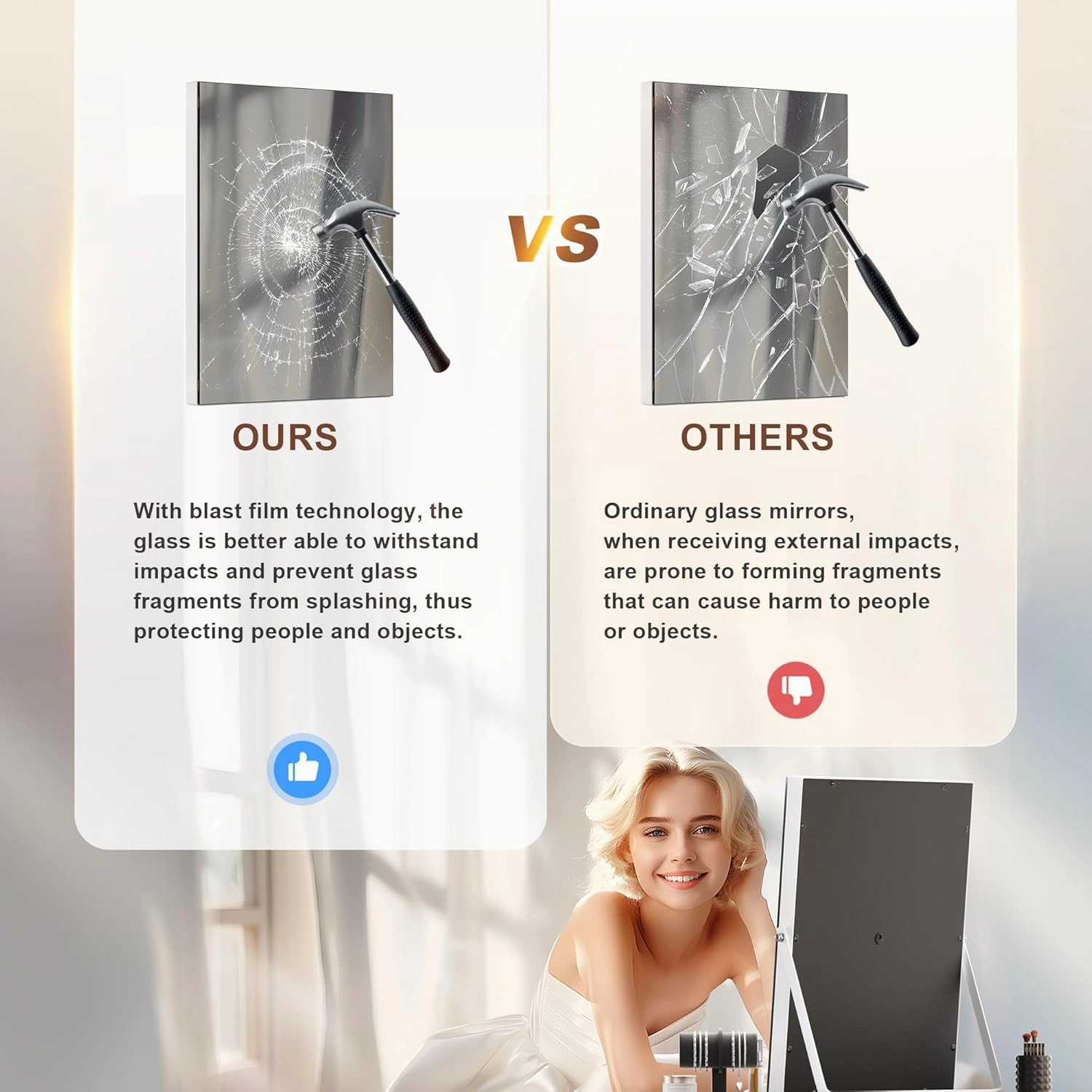 Hasipu Vanity Mirror with Lights, 9.8" x 11.8" LED Makeup Mirror with Smart Touch 3 Colors Dimmable, Brightness Adjustment, 360° Rotation, White