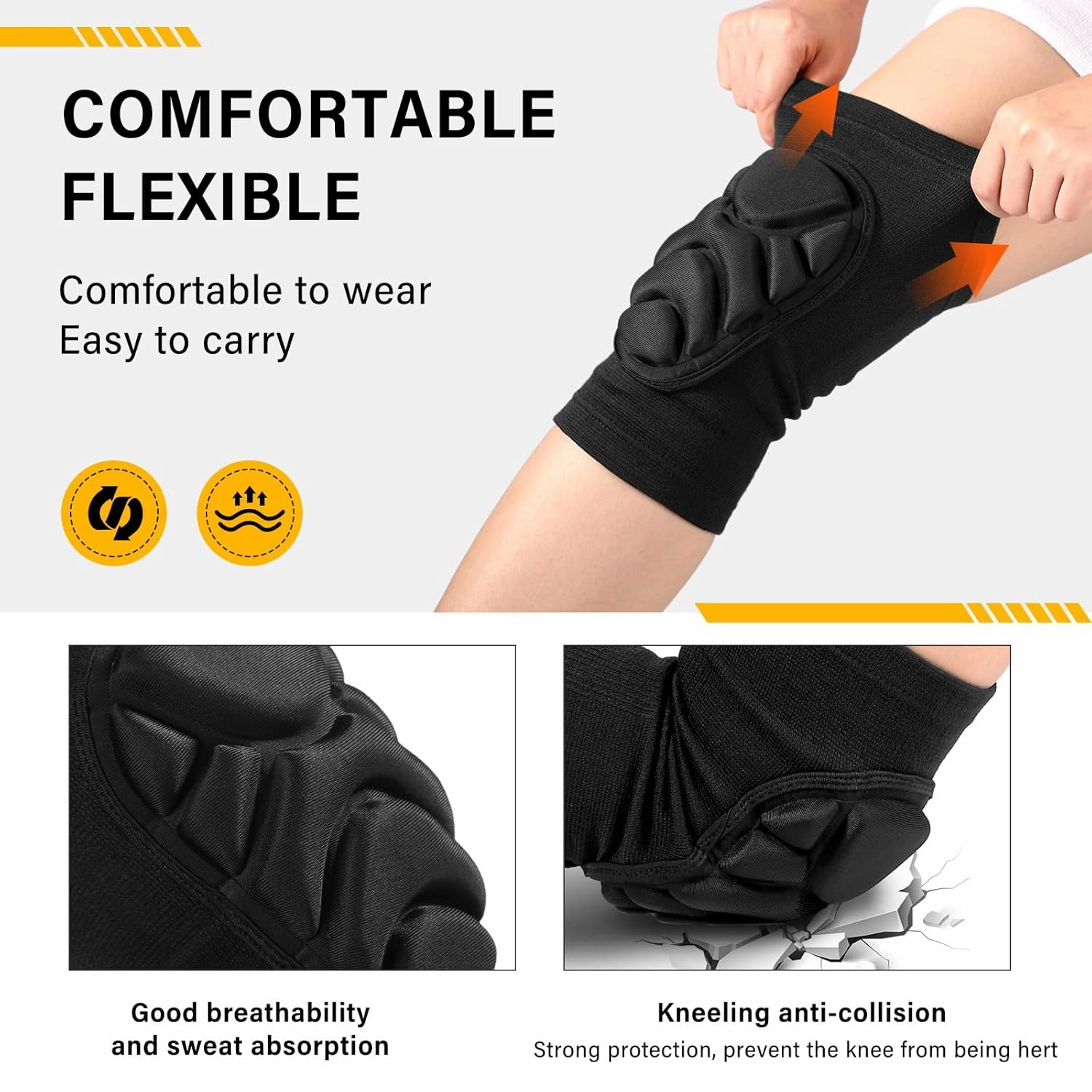Haysandy 8 Pairs Knee Pads Bulk, Volleyball Breathable Knees Pads with Soft Thick Sponge for Adult Youth Women Men Dancer Sport Training Workout Protector (Black,M Size)