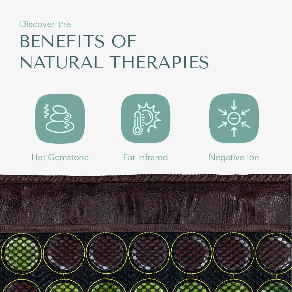 HealthyLine Far Infrared Light Electric Heating Pad for Pain Relief - 50 Pieces Natural Jade and Tourmaline Gemstones - Negative Ions, Flexible Mat