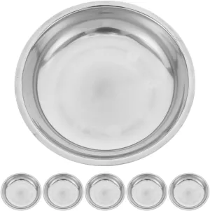 Hemoton Plates Set Of 6 Dinnerware: (6.3inch/16cm) Stainless Steel Round Plate, Unbreakable Dinner Plate Dishes, Reusable Metal Dishes for Kitchen, Oven Safe
