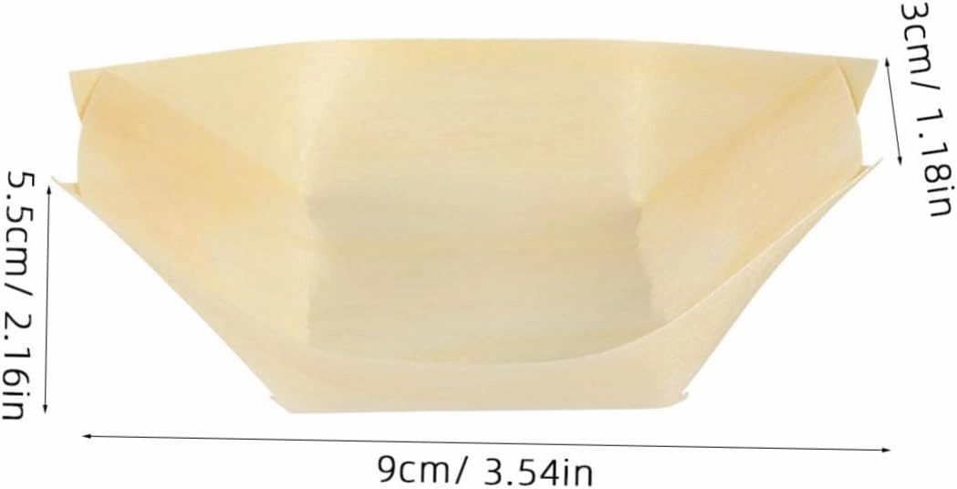 HEMOTON 3sets Wooden Sushi Boat Disposable Snack Containers Snack Bowl Environmental Friendly Food Bowl 50pcs*3