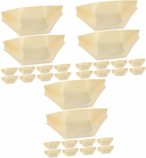 HEMOTON 3sets Wooden Sushi Boat Disposable Snack Containers Snack Bowl Environmental Friendly Food Bowl 50pcs*3